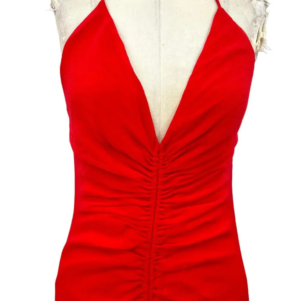 Free People Simone Maxi Dress in Red Ruched Backless Size 2‎ - Picture 4 of 15